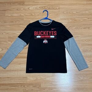 Nike Kids Buckeyes Black and Gray Long Sleeve Tee